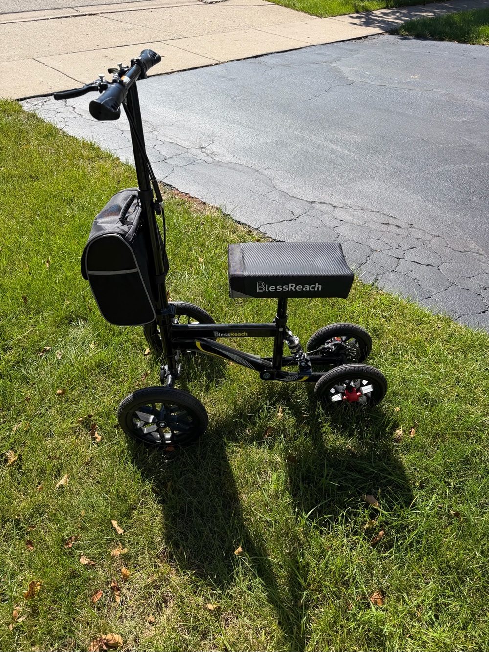 Black Mobility Knee, leg and foot Scooter with Padded Seat